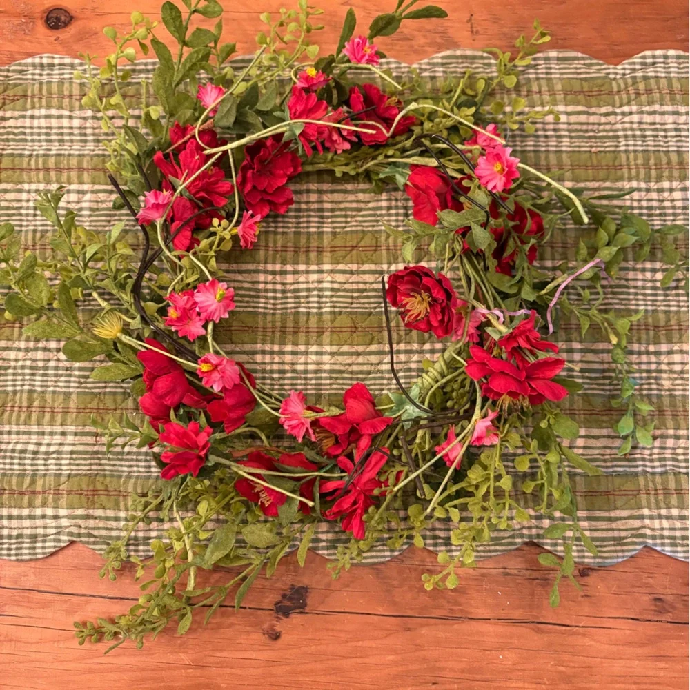 Faux Flower Wreath or Candle Ring Flower Crown Med sized Super High Quality Red
